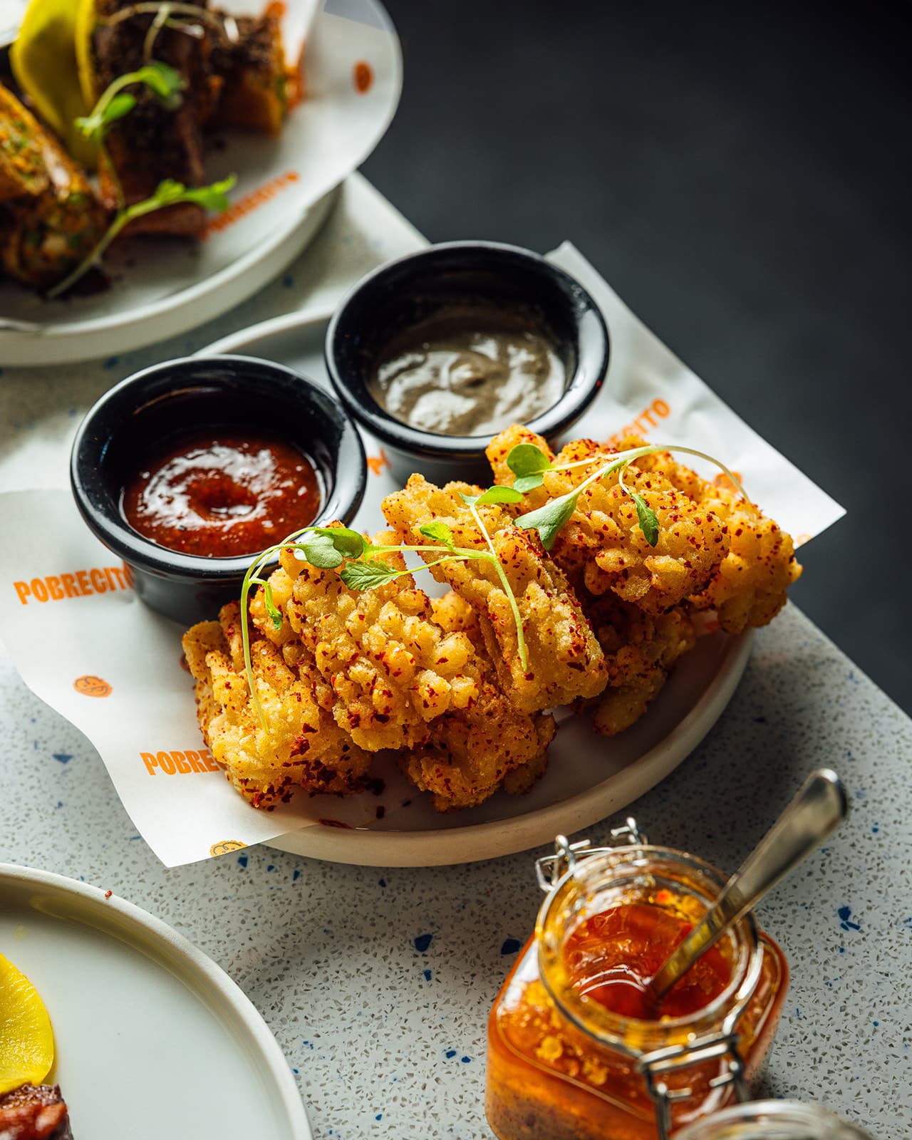 Crispy calamari with dipping sauces